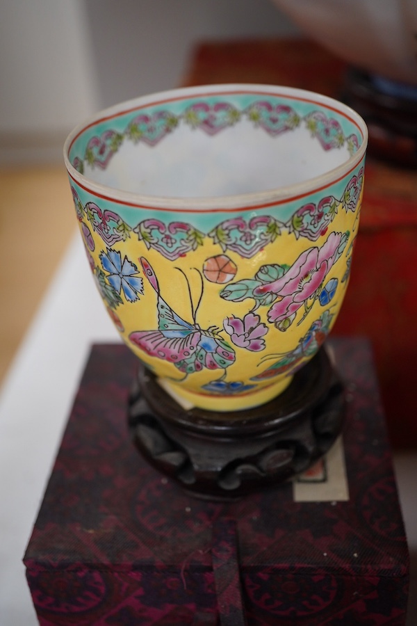 A collection of late 20th century Chinese boxed eggshell bowls